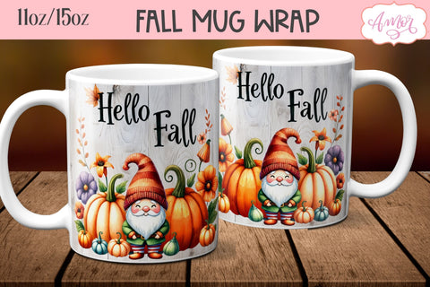 Fall mug wraps for sublimation BUNDLE 11oz 15oz Sublimation Amorclipart 