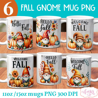 Fall mug wraps for sublimation BUNDLE 11oz 15oz Sublimation Amorclipart 