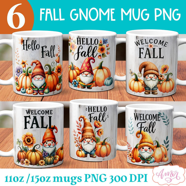 Fall mug wraps for sublimation BUNDLE 11oz 15oz Sublimation Amorclipart 