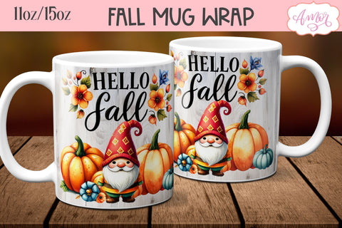 Fall mug wraps for sublimation BUNDLE 11oz 15oz Sublimation Amorclipart 