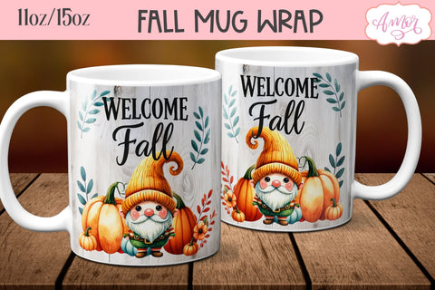 Fall mug wraps for sublimation BUNDLE 11oz 15oz Sublimation Amorclipart 