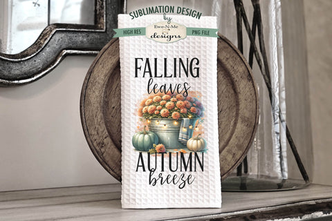 Fall Mums & Pumpkins Autumn Kitchen Towel Sublimation Design Sublimation Ewe-N-Me Designs 