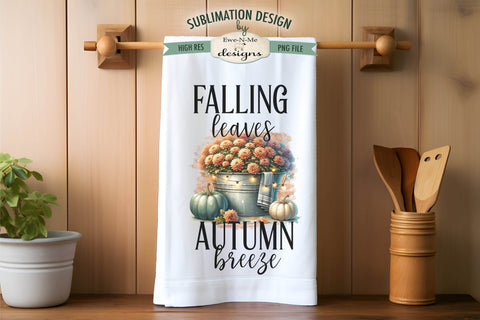 Fall Mums & Pumpkins Autumn Kitchen Towel Sublimation Design Sublimation Ewe-N-Me Designs 