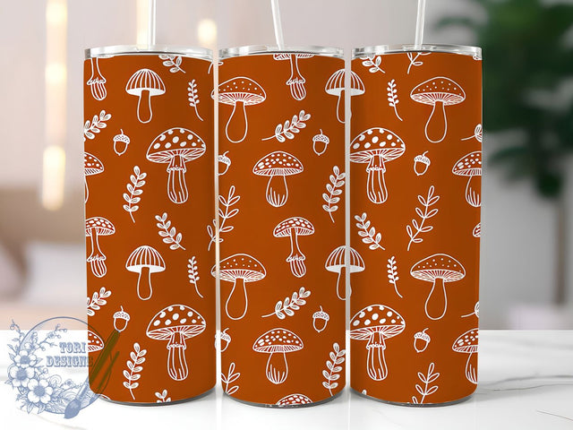 Fall Mushroom Forest Tumbler, Autumn Theme, Forest Wrap, Sublimation Art, 20oz Tumbler, Nature Style, Seasonal Design Sublimation ToriDesigns 