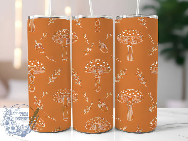 Fall Mushroom Forest Tumbler, Autumn Theme, Forest Wrap, Sublimation Art, 20oz Tumbler, Nature Style, Seasonal Design Sublimation ToriDesigns 