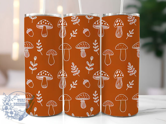 Fall Mushroom Forest Tumbler, Autumn Theme, Forest Wrap, Sublimation Art, 20oz Tumbler, Nature Style, Seasonal Design Sublimation ToriDesigns 