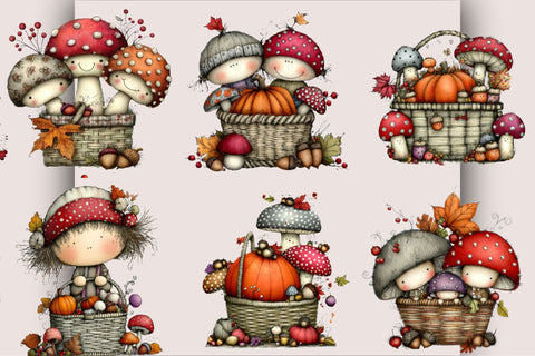 Fall Mushroom Watercolor Clipart Bundle Sublimation SVGArt 