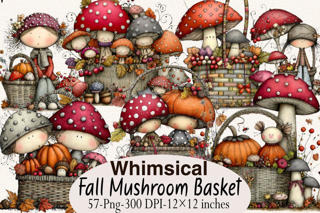 Fall Mushroom Watercolor Clipart Bundle Sublimation SVGArt 