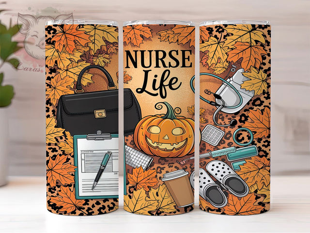 Fall Nurse Life Pumpkin Medical Tumbler, Fall Nurse Tumbler Wrap, Autumn Medical Tumbler, 20oz Sublimation Wrap, Pumpkin Nurse Tumbler, Healthcare Worker Tumbler, Fall Season Tumbler Sublimation Lara' s Designs 