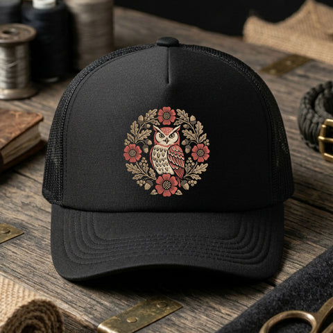 Fall Owl Floral Embroidery Design – Autumn Owl Acorn Oak Leaves Woodland Machine Embroidery File, 9 Sizes Embroidery/Applique DESIGNS PatternFeed8 