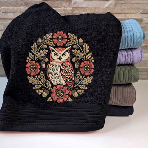 Fall Owl Floral Embroidery Design – Autumn Owl Acorn Oak Leaves Woodland Machine Embroidery File, 9 Sizes Embroidery/Applique DESIGNS PatternFeed8 