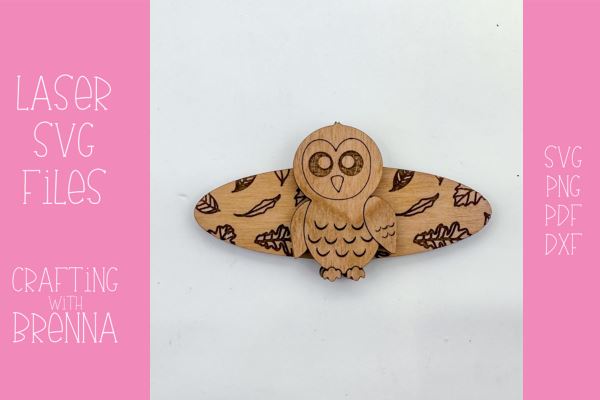 Fall Owl Hair Clip Laser SVG File SVG Crafting With Brenna 