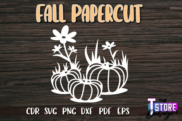 Fall Paper Cut | Autumn Symbols | Fall Season | Autumn Leaf | SVG File SVG The T Store Design 