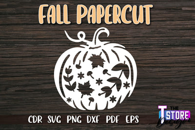 Fall Paper Cut | Autumn Symbols | Fall Season | Autumn Leaf | SVG File SVG The T Store Design 