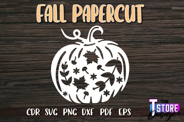 Fall Paper Cut | Autumn Symbols | Fall Season | Autumn Leaf | SVG File SVG The T Store Design 