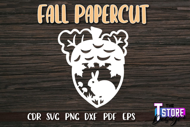 Fall Paper Cut | Autumn Symbols | Fall Season | Autumn Leaf | SVG File SVG The T Store Design 