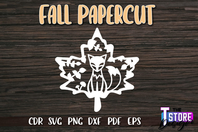 Fall Paper Cut | Autumn Symbols | Fall Season | Autumn Leaf | SVG File SVG The T Store Design 