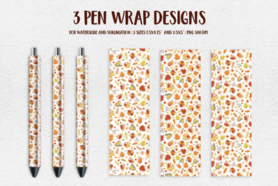 Fall Pen Wrap Sublimation or Waterslide. Autumn Pen APP2832 Sublimation LaBelezoka 