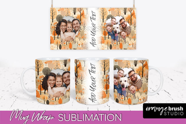 Fall Photo Frame Mug Wrap - Autumn Mug Sublimation Sublimation OrangeBrushStudio 