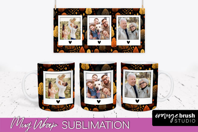Fall Photo Frame Mug Wrap - Autumn Mug Sublimation Sublimation OrangeBrushStudio 