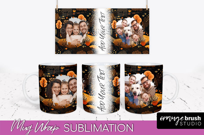 Fall Photo Frame Mug Wrap - Autumn Mug Sublimation Sublimation OrangeBrushStudio 