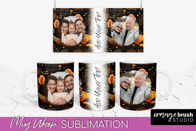 Fall Photo Frame Mug Wrap - Autumn Mug Sublimation Sublimation OrangeBrushStudio 