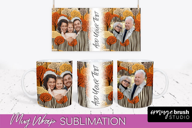 Fall Photo Frame Mug Wrap - Autumn Mug Sublimation Sublimation OrangeBrushStudio 