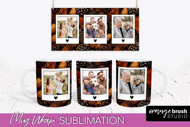 Fall Photo Frame Mug Wrap - Autumn Mug Sublimation Sublimation OrangeBrushStudio 