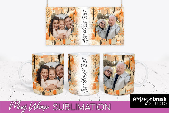 Fall Photo Frame Mug Wrap - Autumn Mug Sublimation Sublimation OrangeBrushStudio 
