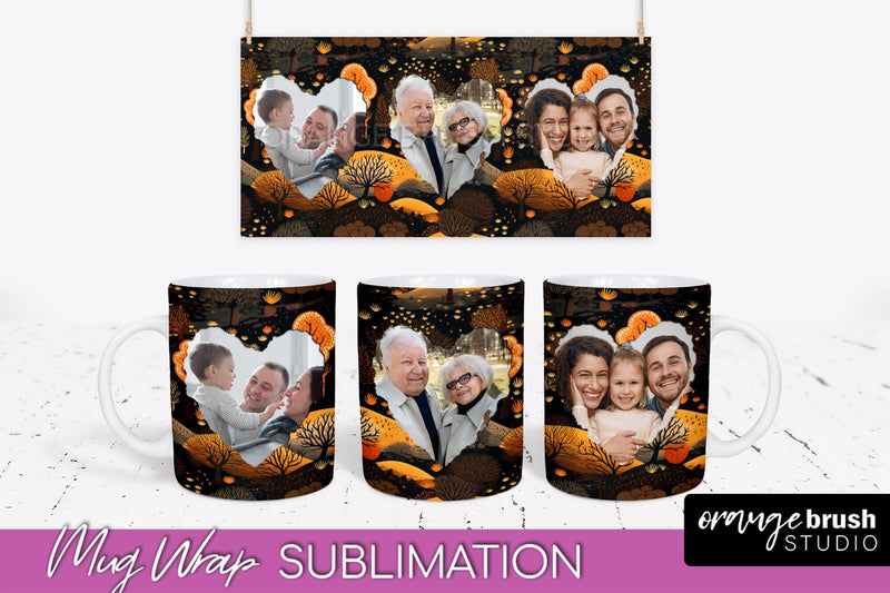 Fall Photo Frame Mug Wrap - Autumn Mug Sublimation Sublimation OrangeBrushStudio 