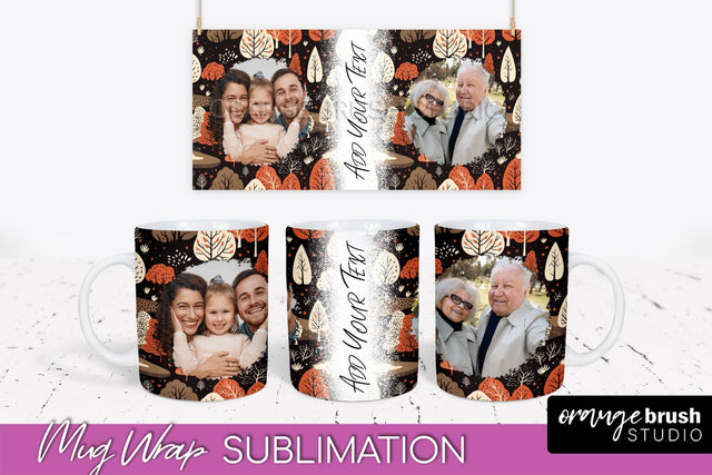 Fall Photo Frame Mug Wrap - Autumn Mug Sublimation Sublimation OrangeBrushStudio 