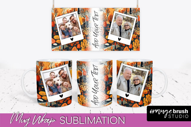 Fall Photo Frame Mug Wrap - Autumn Mug Sublimation Sublimation OrangeBrushStudio 