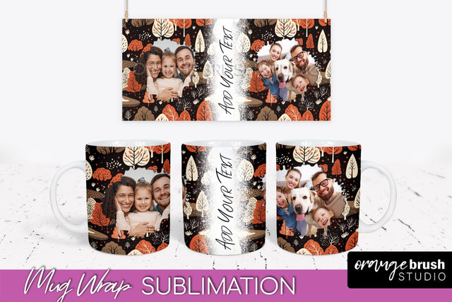 Fall Photo Frame Mug Wrap - Autumn Mug Sublimation Sublimation OrangeBrushStudio 