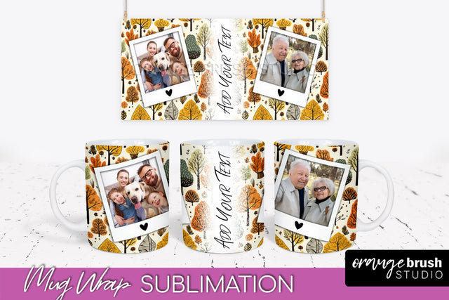 Fall Photo Frame Mug Wrap - Autumn Mug Sublimation Sublimation OrangeBrushStudio 