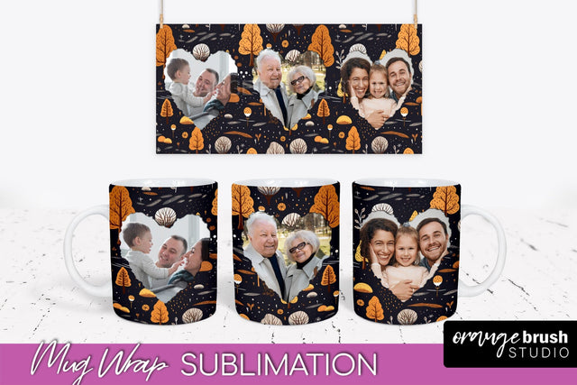Fall Photo Frame Mug Wrap - Autumn Mug Sublimation Sublimation OrangeBrushStudio 