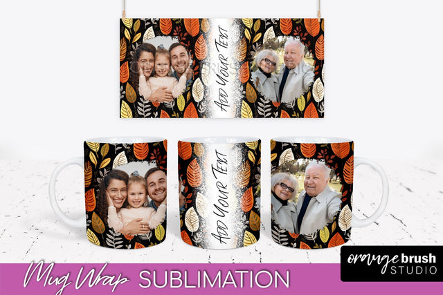 Fall Photo Frame Mug Wrap - Autumn Mug Sublimation Sublimation OrangeBrushStudio 