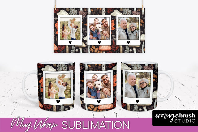 Fall Photo Frame Mug Wrap - Autumn Mug Sublimation Sublimation OrangeBrushStudio 