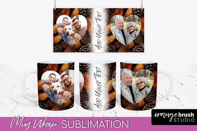 Fall Photo Frame Mug Wrap - Autumn Mug Sublimation Sublimation OrangeBrushStudio 