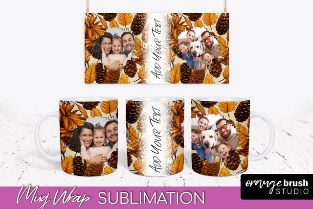 Fall Photo Frame Mug Wrap - Autumn Mug Sublimation Sublimation OrangeBrushStudio 