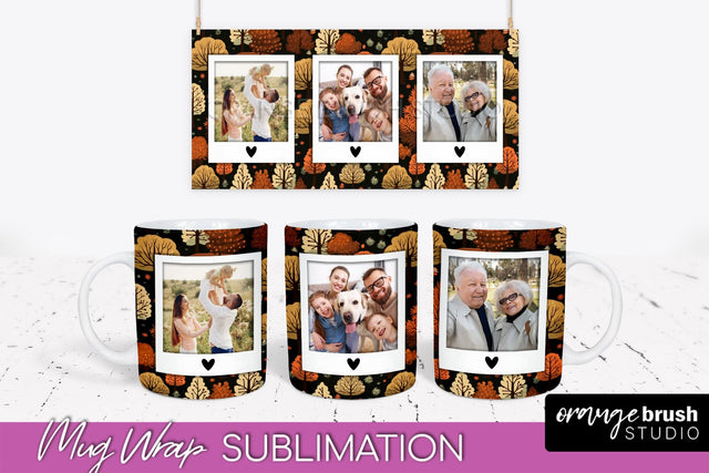 Fall Photo Frame Mug Wrap - Autumn Mug Sublimation Sublimation OrangeBrushStudio 