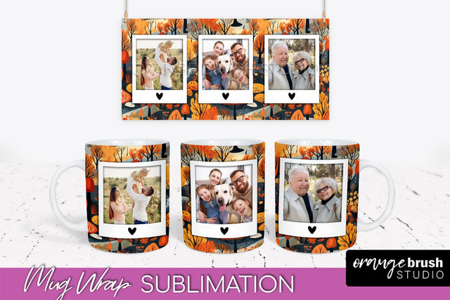 Fall Photo Frame Mug Wrap - Autumn Mug Sublimation Sublimation OrangeBrushStudio 