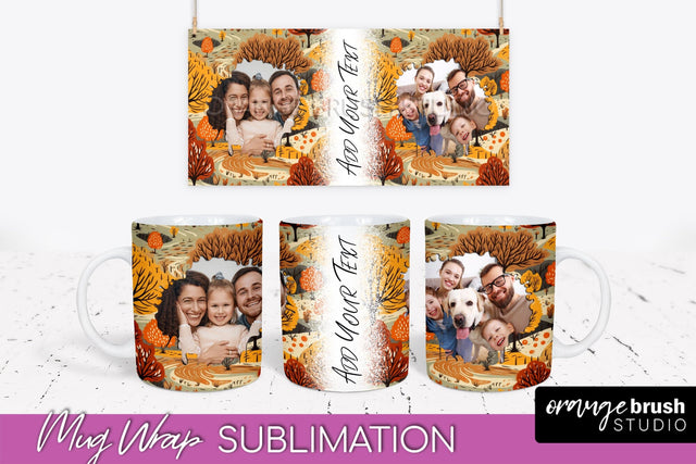 Fall Photo Frame Mug Wrap - Autumn Mug Sublimation Sublimation OrangeBrushStudio 