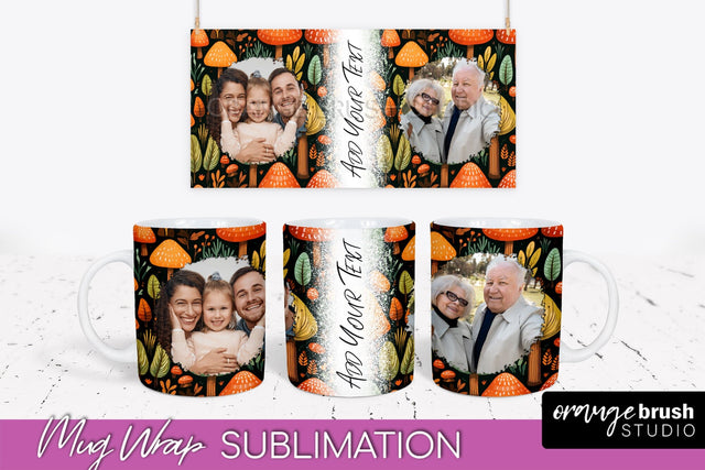 Fall Photo Frame Mug Wrap - Autumn Mug Sublimation Sublimation OrangeBrushStudio 