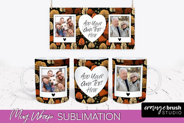 Fall Photo Frame Mug Wrap - Autumn Mug Sublimation Sublimation OrangeBrushStudio 