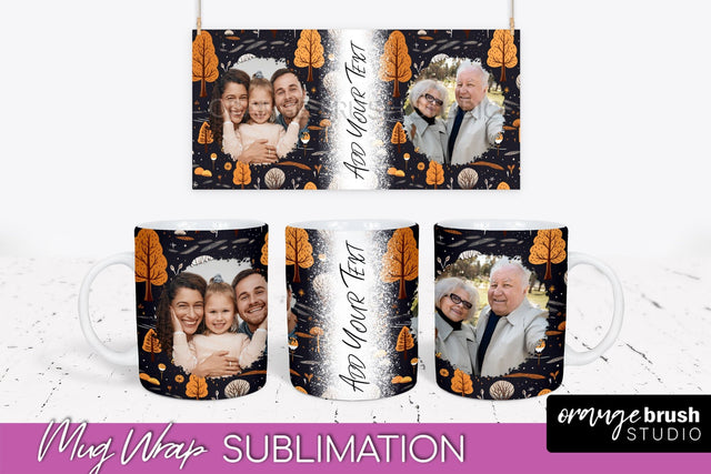 Fall Photo Frame Mug Wrap - Autumn Mug Sublimation Sublimation OrangeBrushStudio 