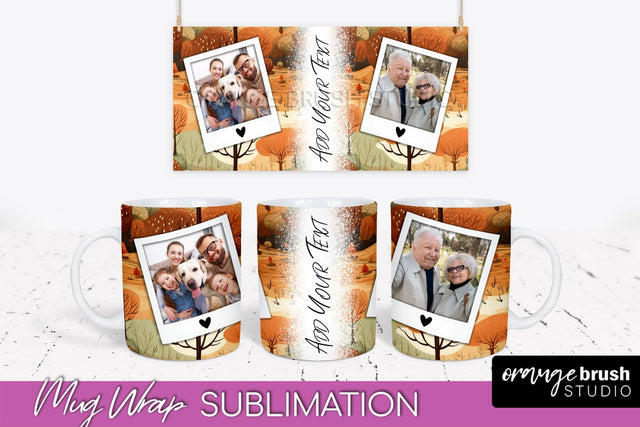 Fall Photo Frame Mug Wrap - Autumn Mug Sublimation Sublimation OrangeBrushStudio 