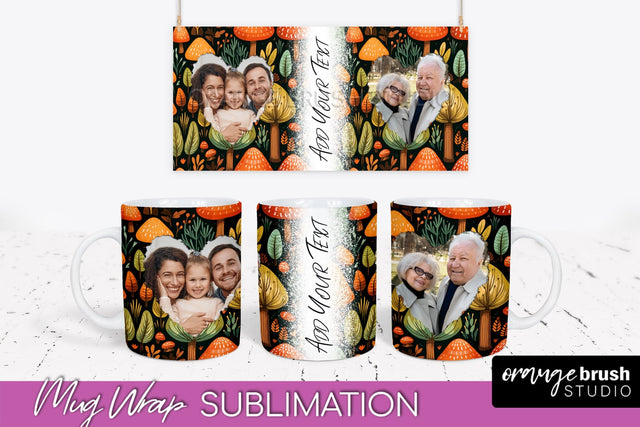 Fall Photo Frame Mug Wrap - Autumn Mug Sublimation Sublimation OrangeBrushStudio 