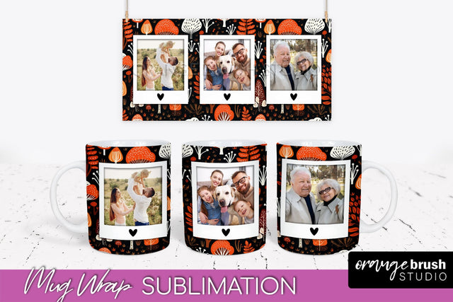 Fall Photo Frame Mug Wrap - Autumn Mug Sublimation Sublimation OrangeBrushStudio 