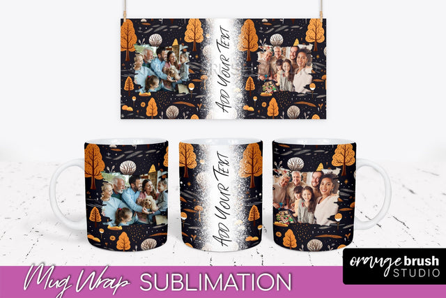 Fall Photo Frame Mug Wrap - Autumn Mug Sublimation Sublimation OrangeBrushStudio 