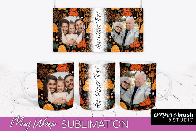 Fall Photo Frame Mug Wrap - Autumn Mug Sublimation Sublimation OrangeBrushStudio 
